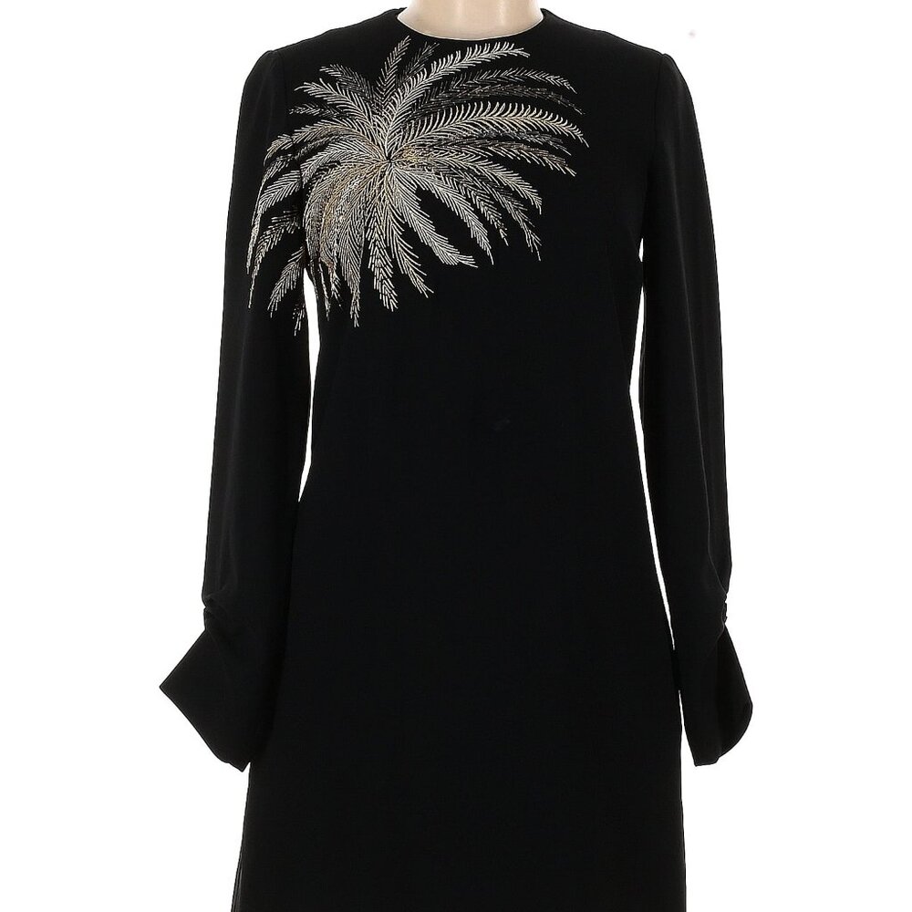 Victoria Beckham Black Mini Embroidered Cocktail Dress Size US 4 UK 8